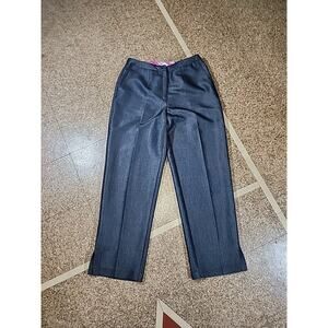 Norton Mcnaughton Womens Dress Pants Size 10P Straight Leg Black Shimmer Pleated